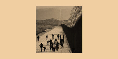 a road with groups of people walking